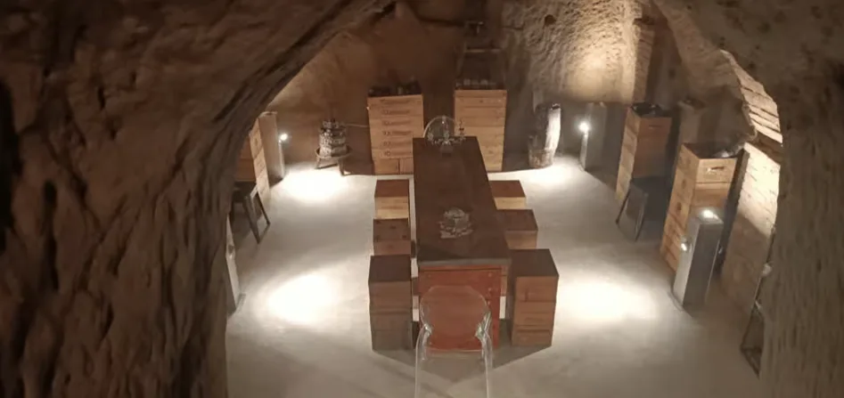 Wijnproeverij in een middeleeuwse grot in Siena in Siena